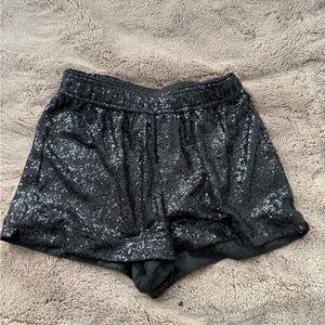 Anthropologie Black Sequin Athletic Shorts